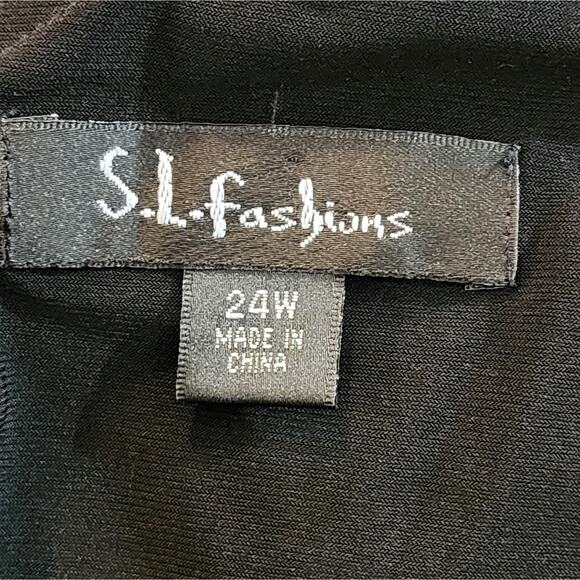 SL FASHIONS black and floral Midi party dress plus size 24 3X - Picture 8 of 8